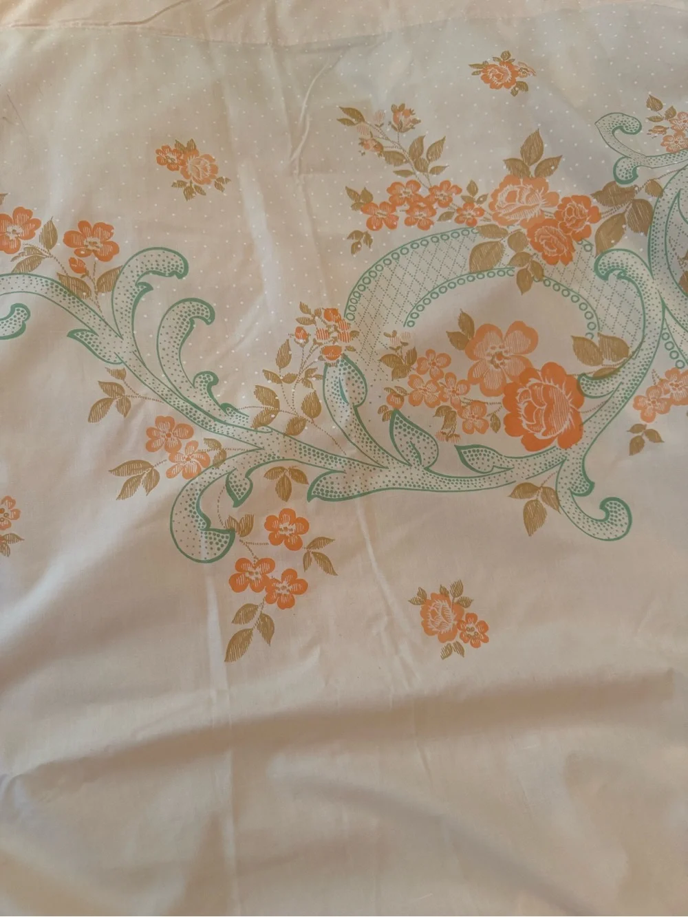 Floral Vintage Orange & Green Vintage-Style flat sheet